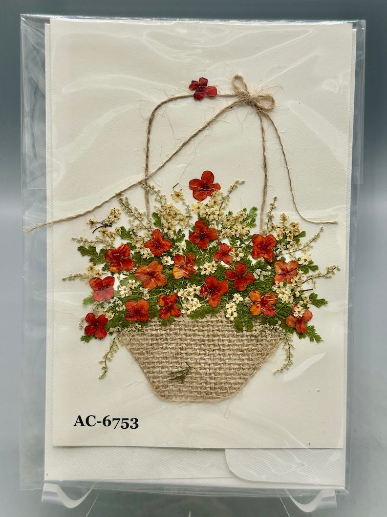 Handmade Pressed Dried Real Flower Greeting Card - Floral Arrangement