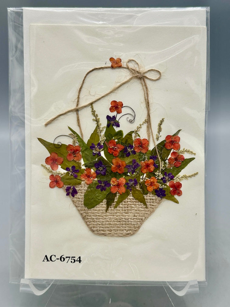 Handmade Pressed Dried Real Flower Greeting Card - Floral Arrangement