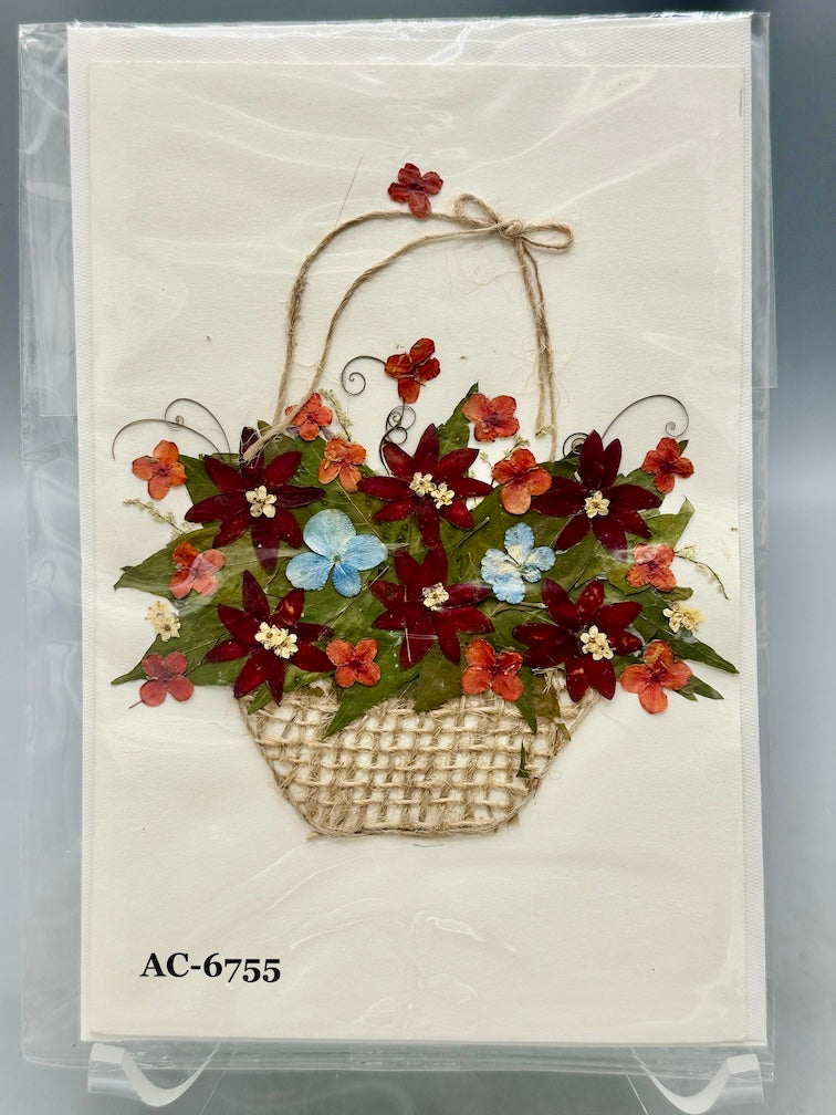 Handmade Pressed Dried Real Flower Greeting Card - Floral Arrangement