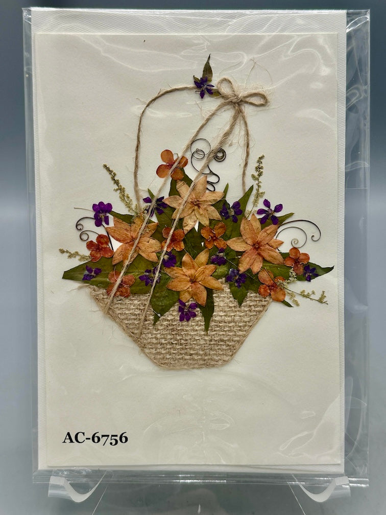 Handmade Pressed Dried Real Flower Greeting Card - Floral Arrangement
