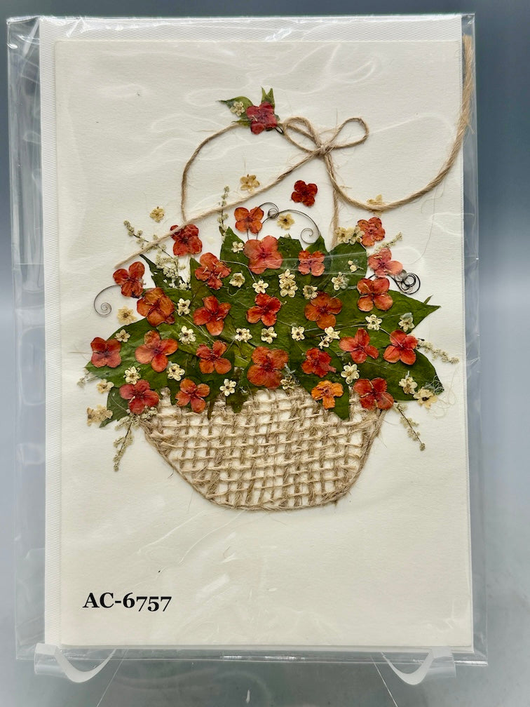 Handmade Pressed Dried Real Flower Greeting Card - Floral Arrangement
