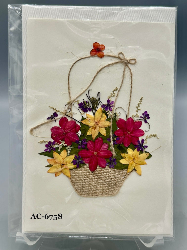 Handmade Pressed Dried Real Flower Greeting Card - Floral Arrangement