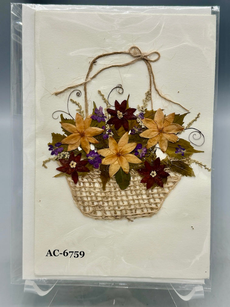 Handmade Pressed Dried Real Flower Greeting Card - Floral Arrangement