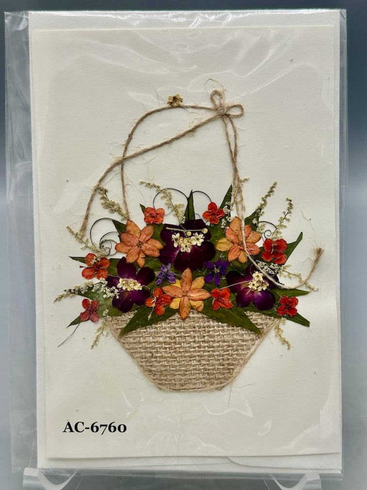 Handmade Pressed Dried Real Flower Greeting Card - Floral Arrangement