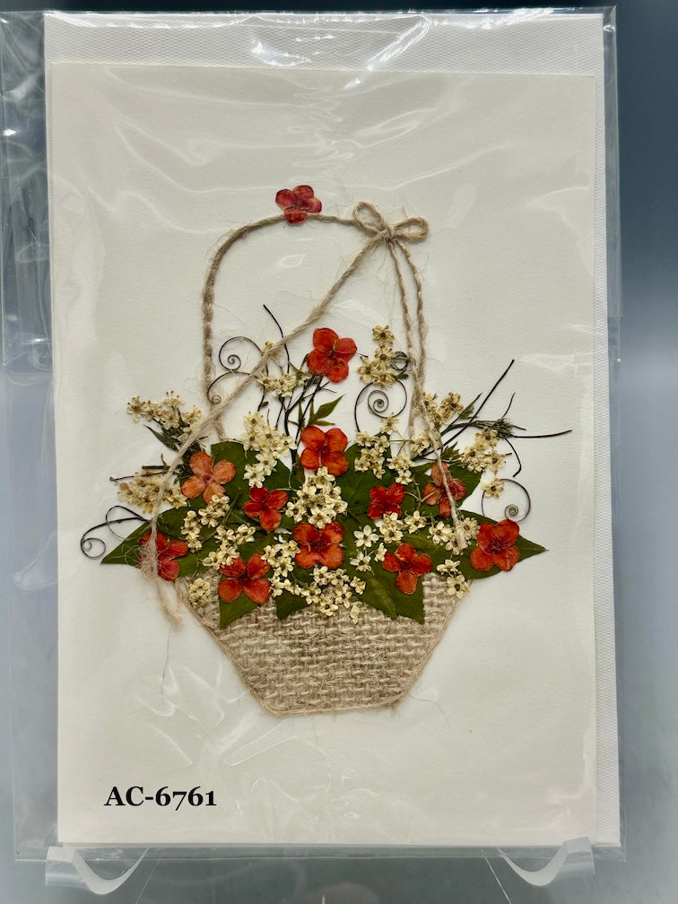 Handmade Pressed Dried Real Flower Greeting Card - Floral Arrangement