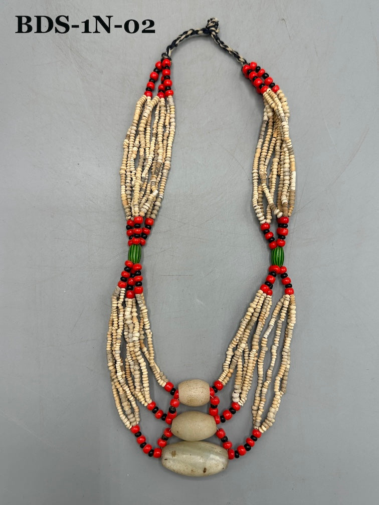 Smallest Excavated Clay Bead/Carnelian, Glass Bead Necklace - Mali