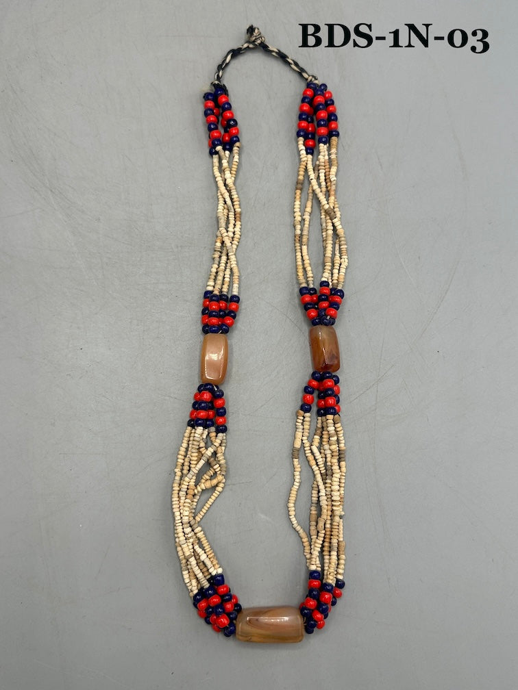 Smallest Excavated Clay Bead/Carnelian, Glass Bead Necklace - Mali
