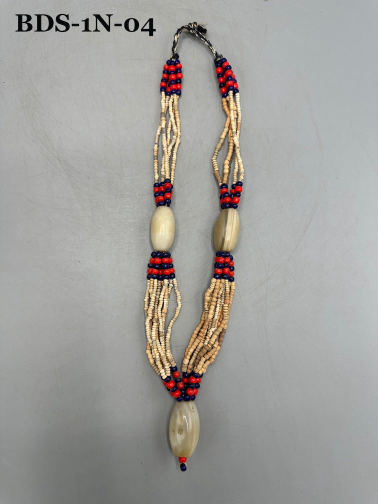 Smallest Excavated Clay Bead/Carnelian, Glass Bead Necklace - Mali