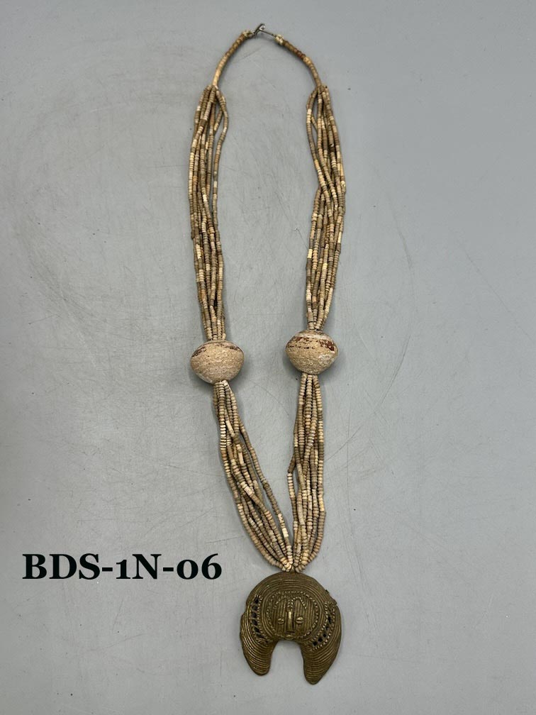 Smallest Excavated Clay Bead, Clay Spindle Whorl, Brass Pendant Necklaces - Mali