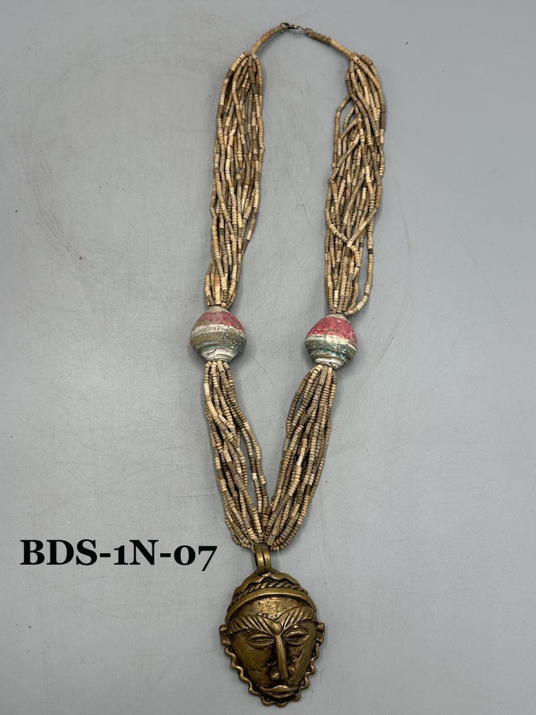 Smallest Excavated Clay Bead, Clay Spindle Whorl, Brass Pendant Necklaces - Mali