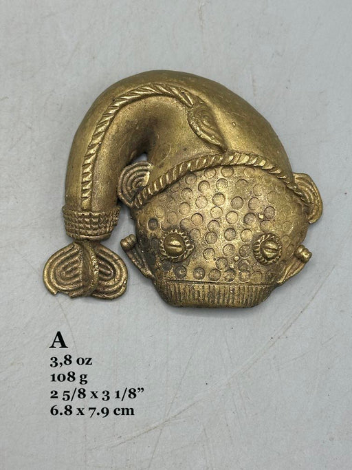 Large African Brass Mudfish Pendant - Ghana