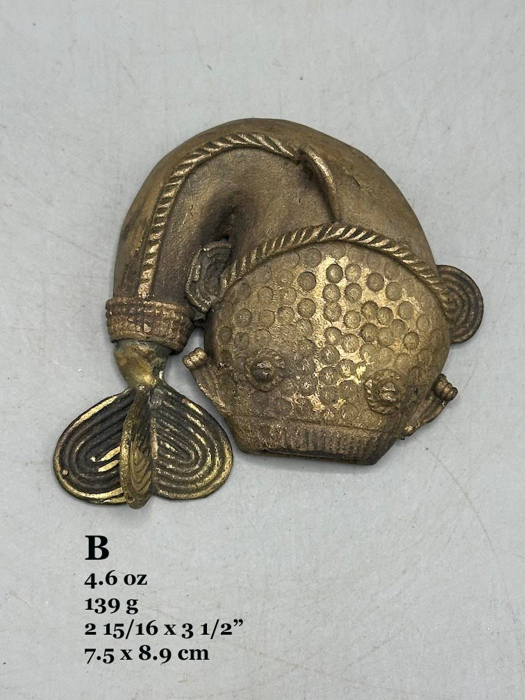 Large African Brass Mudfish Pendant - Ghana
