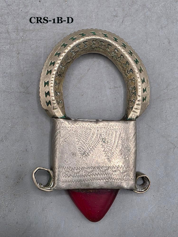 Tuareg InGall Coin Silver & Glass Pendant Leather Necklace/Choker  - Niger