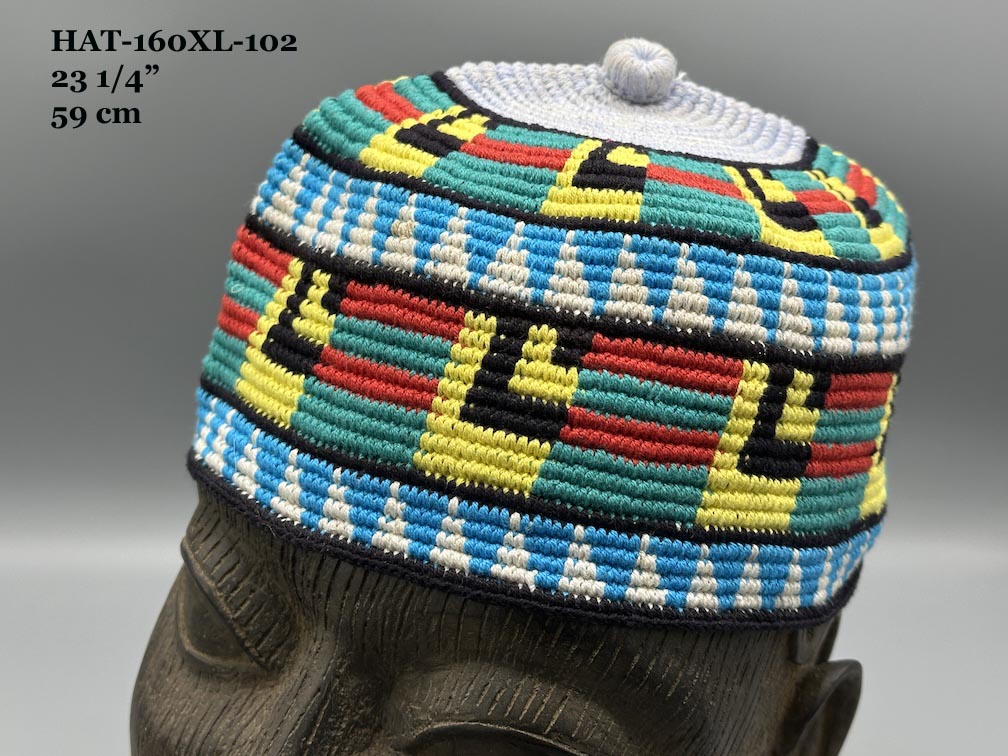 Handwoven Cotton African Kufi Men's or Women's Hat - Wide Variety of Sizes