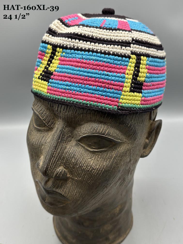 Largest Sizes Woven Cotton Multicolor African Kufi Men's Hat - Niger Bend
