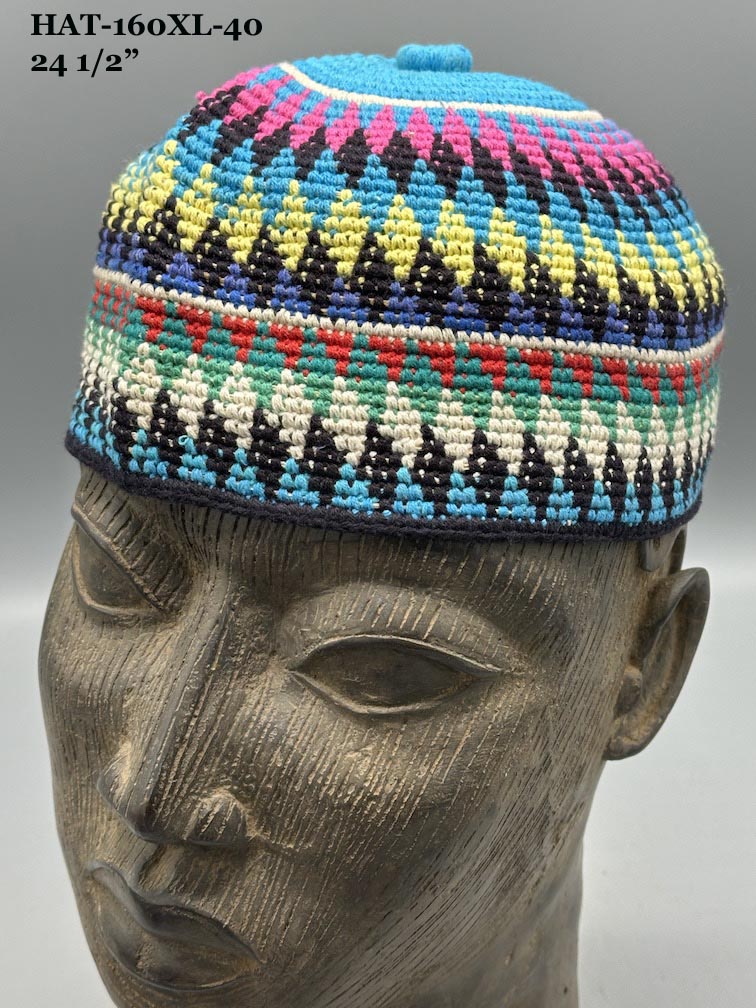 Largest Sizes Woven Cotton Multicolor African Kufi Men's Hat - Niger Bend