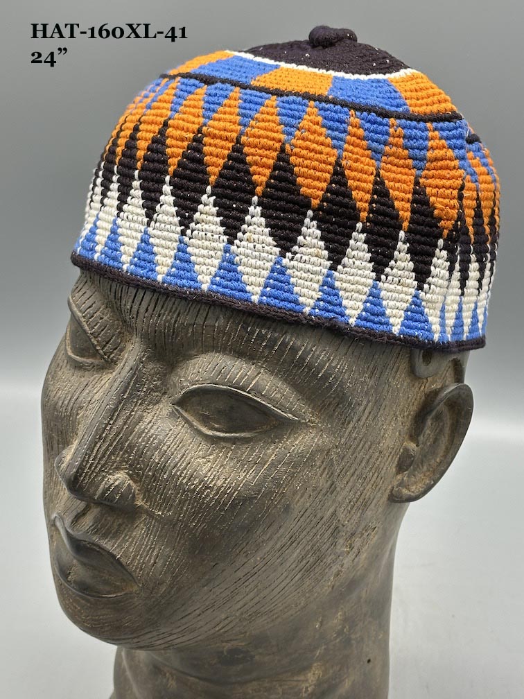 Largest Sizes Woven Cotton Multicolor African Kufi Men's Hat - Niger Bend