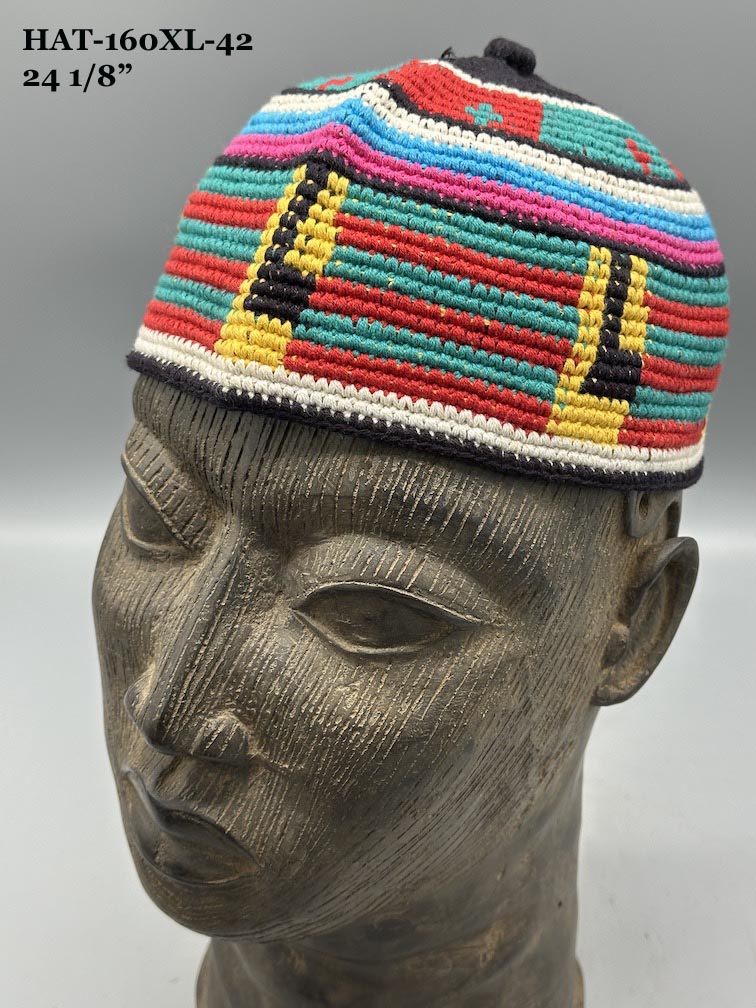 Largest Sizes Woven Cotton Multicolor African Kufi Men's Hat - Niger Bend