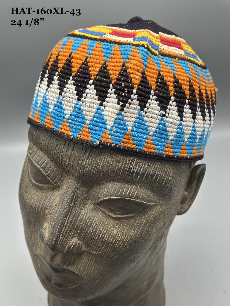 Largest Sizes Woven Cotton Multicolor African Kufi Men's Hat - Niger Bend
