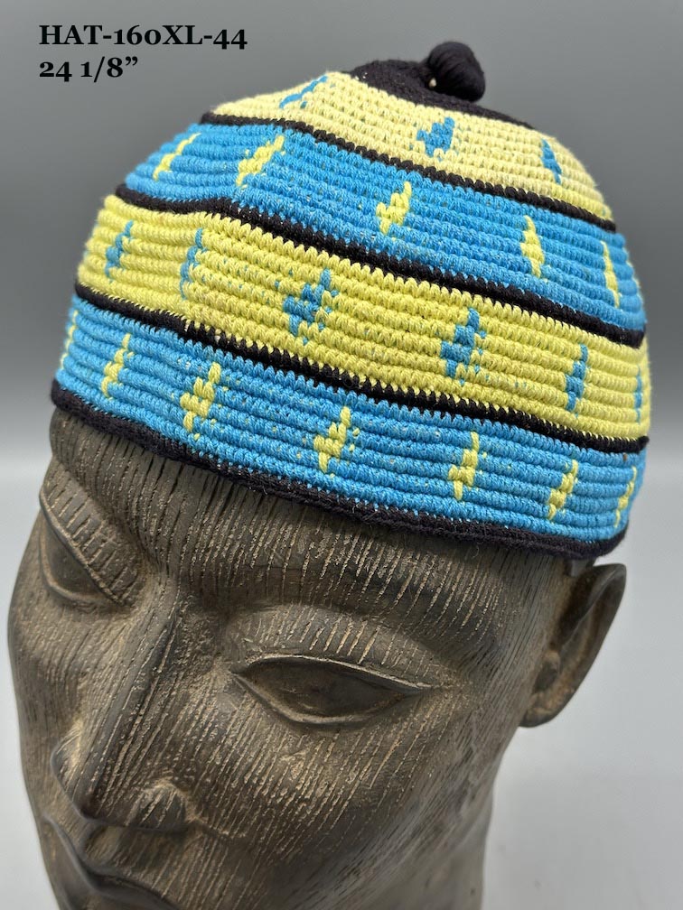 Largest Sizes Woven Cotton Multicolor African Kufi Men's Hat - Niger Bend