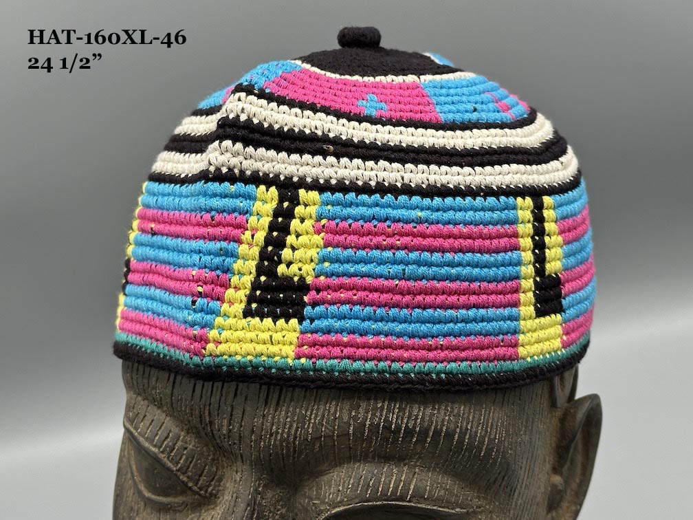Largest Sizes Woven Cotton Multicolor African Kufi Men's Hat - Niger Bend