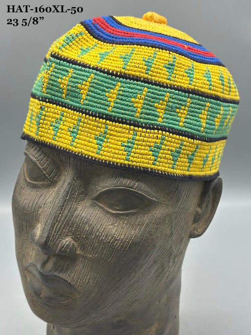 Extra Large Sizes Woven Cotton Multicolor African Kufi Men's Hat