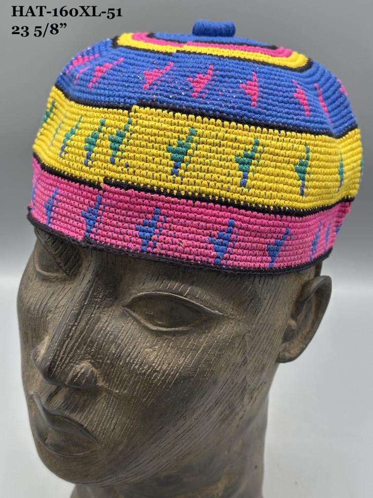Extra Large Sizes Woven Cotton Multicolor African Kufi Men's Hat