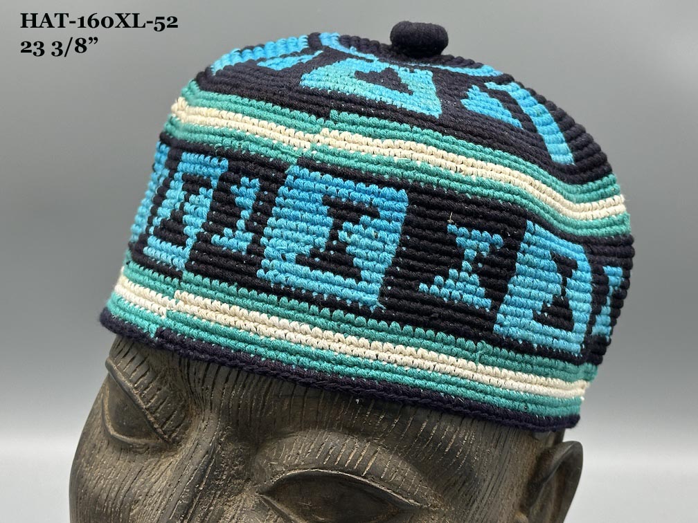 Extra Large Sizes Woven Cotton Multicolor African Kufi Men's Hat