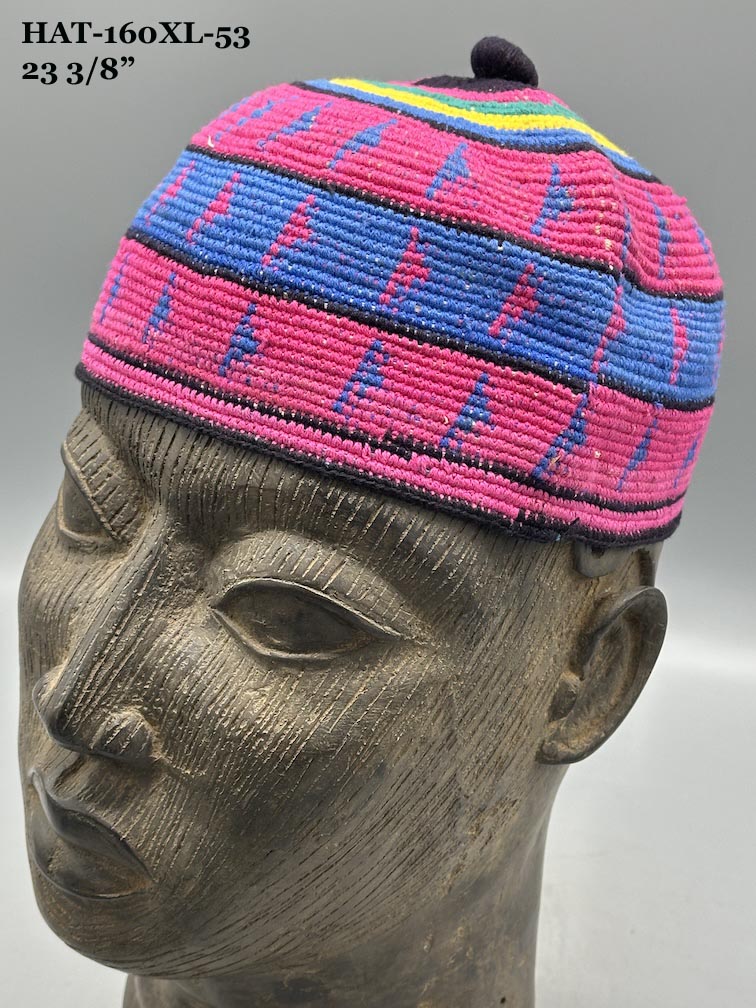 Extra Large Sizes Woven Cotton Multicolor African Kufi Men's Hat