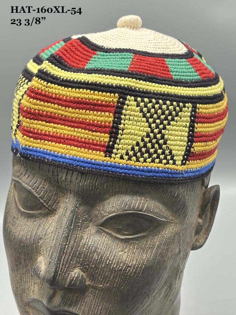 Extra Large Sizes Woven Cotton Multicolor African Kufi Men's Hat
