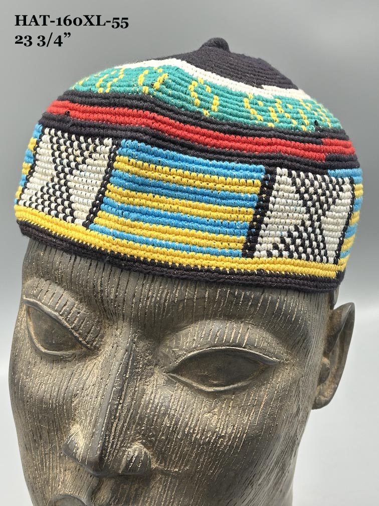 Extra Large Sizes Woven Cotton Multicolor African Kufi Men's Hat