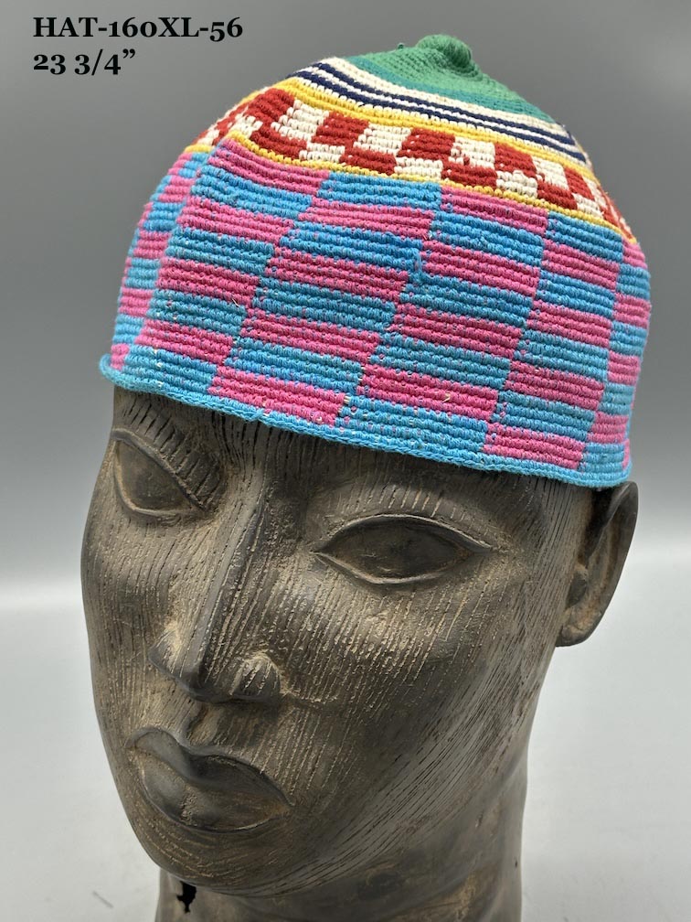 Extra Large Sizes Woven Cotton Multicolor African Kufi Men's Hat