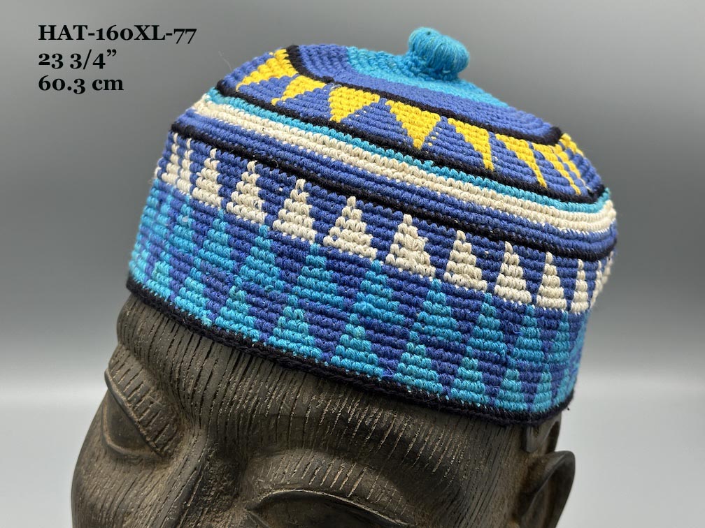 Handwoven Cotton African Kufi Men's or Women's Hat - Wide Variety of Sizes