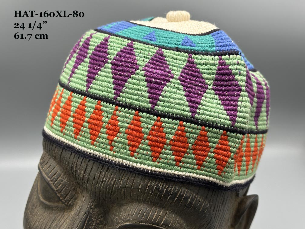 Handwoven Cotton African Kufi Men's or Women's Hat - Wide Variety of Sizes
