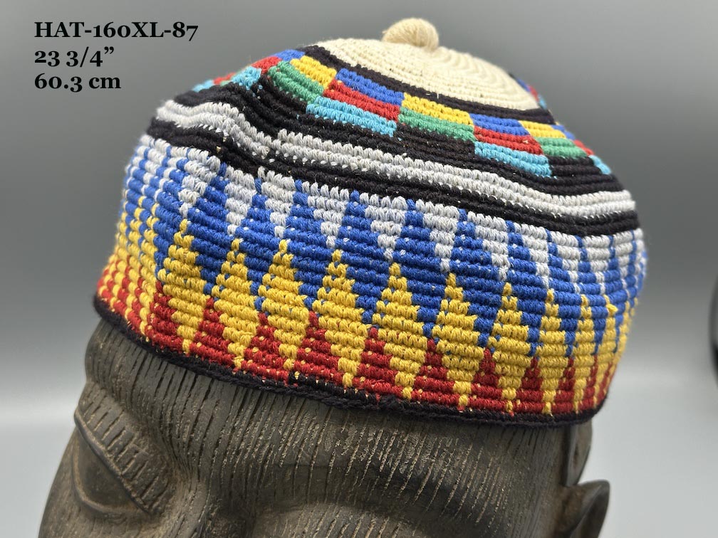Handwoven Cotton African Kufi Men's or Women's Hat - Wide Variety of Sizes