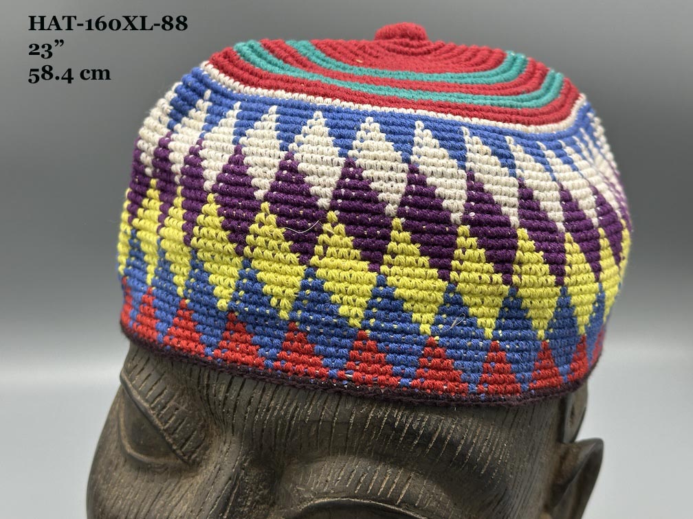 Handwoven Cotton African Kufi Men's or Women's Hat - Wide Variety of Sizes