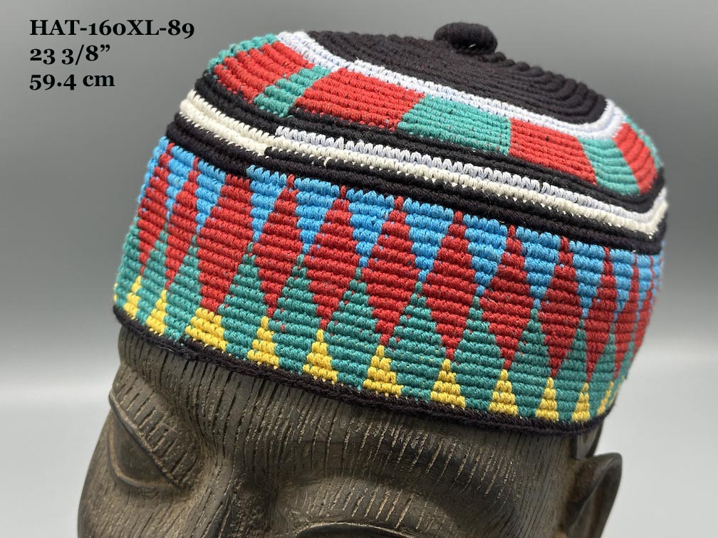 Handwoven Cotton African Kufi Men's or Women's Hat - Wide Variety of Sizes