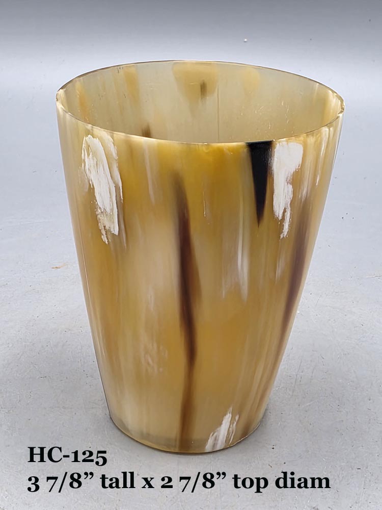 Black w/ White Whisps Small Ankole Cattle Horn Cup - Uganda