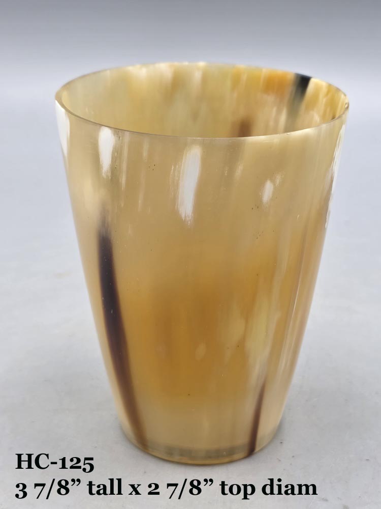 Black w/ White Whisps Small Ankole Cattle Horn Cup - Uganda