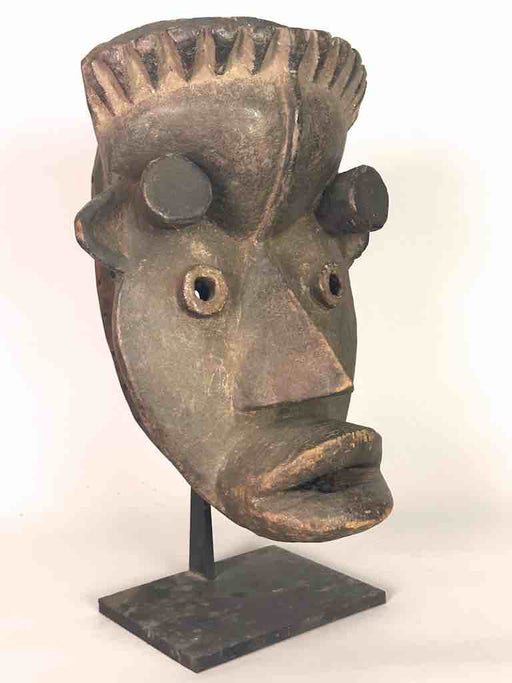 Large Exaggerated Features Dan Mask on Stand - Ivory Coast