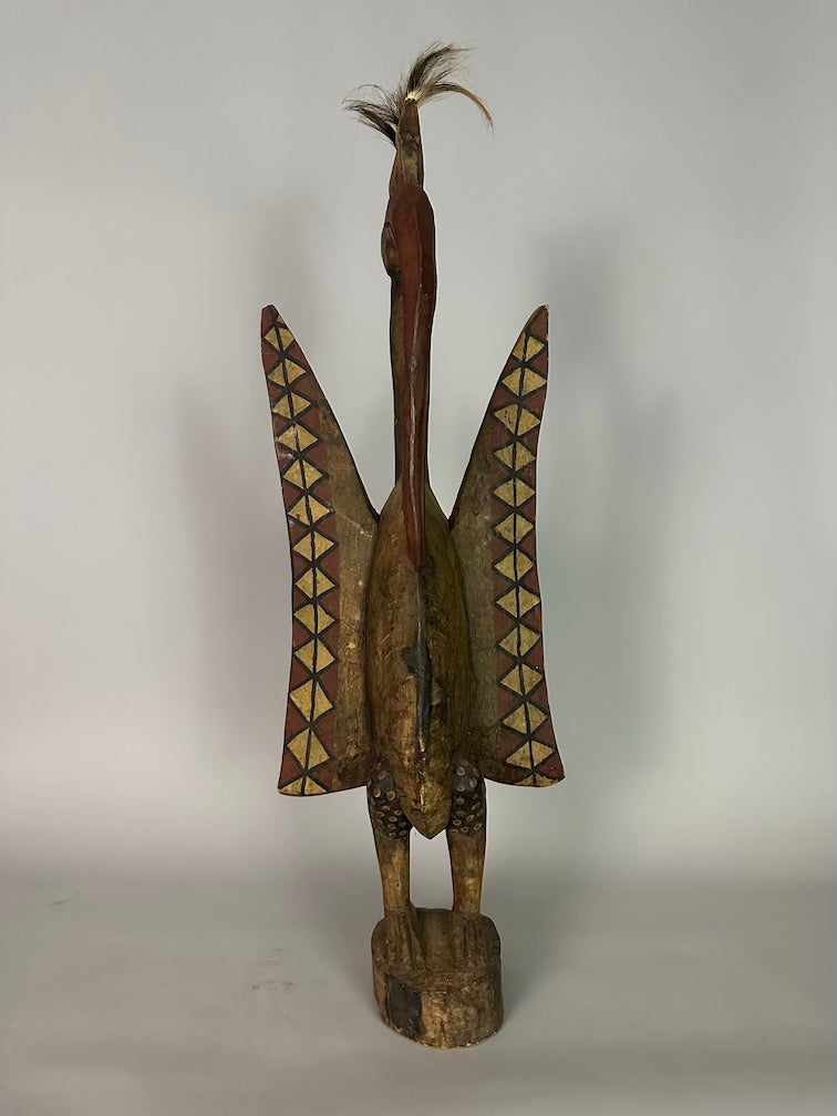Senufo Contemporary Painted Hornbill Statue | 32" - Mali