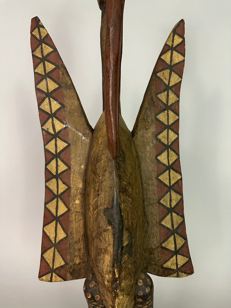 Senufo Contemporary Painted Hornbill Statue | 32" - Mali