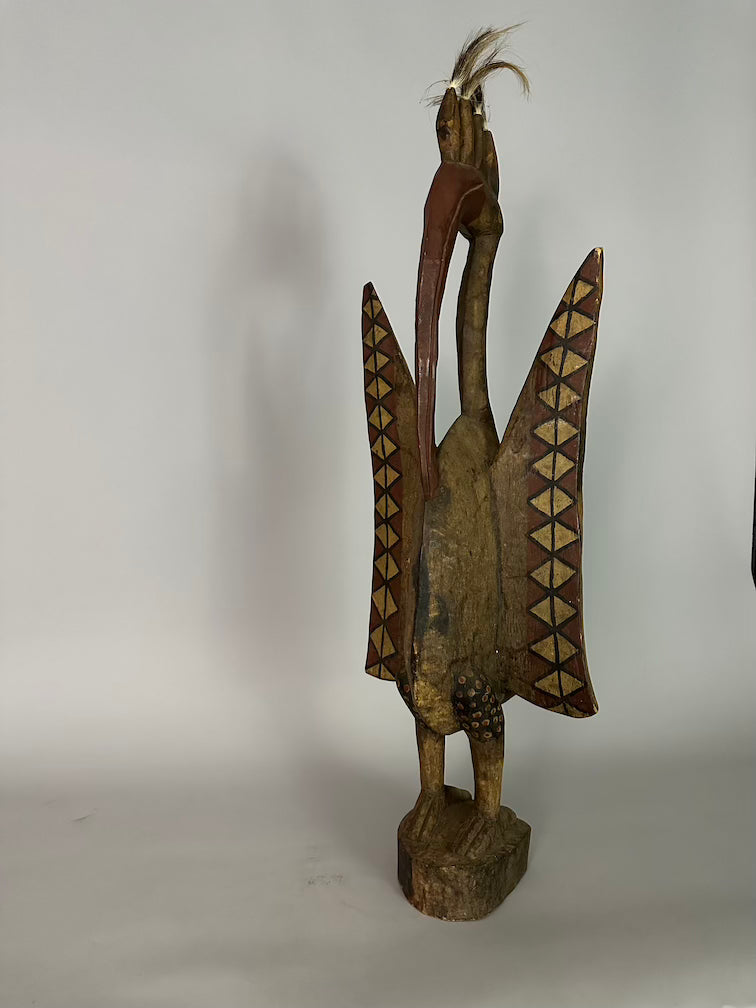 Senufo Contemporary Painted Hornbill Statue | 32" - Mali