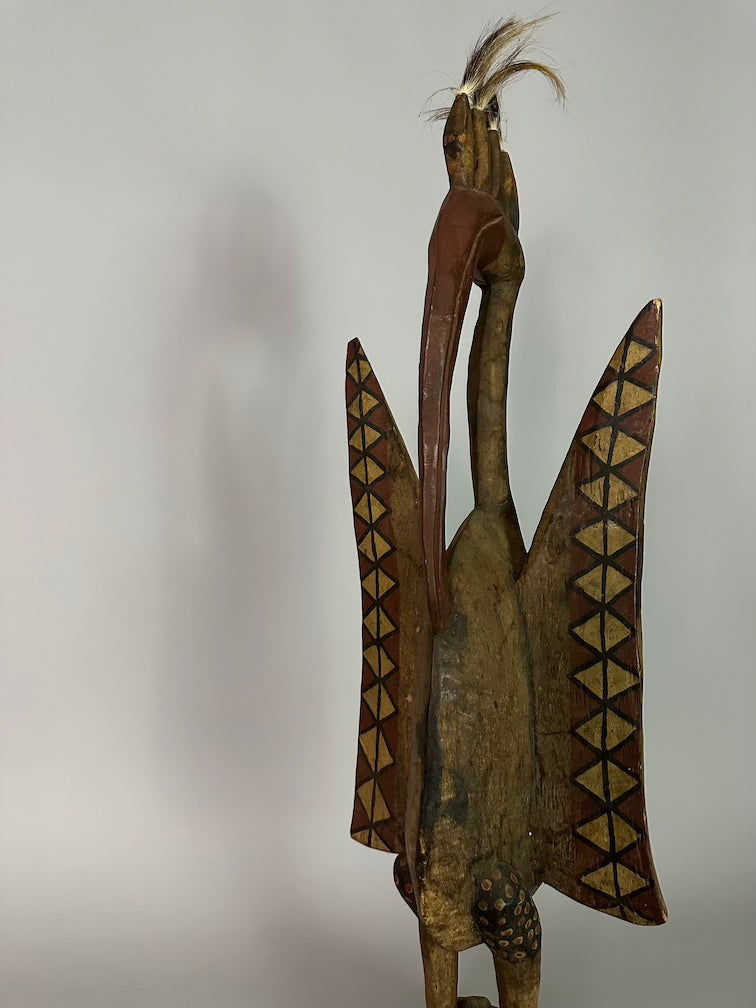 Senufo Contemporary Painted Hornbill Statue | 32" - Mali