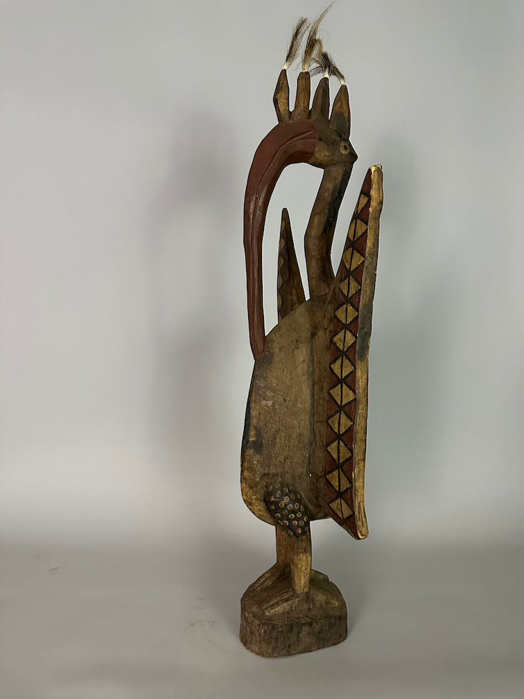 Senufo Contemporary Painted Hornbill Statue | 32" - Mali
