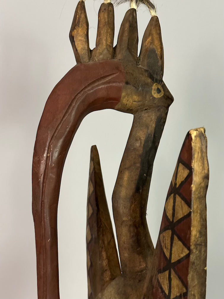 Senufo Contemporary Painted Hornbill Statue | 32" - Mali