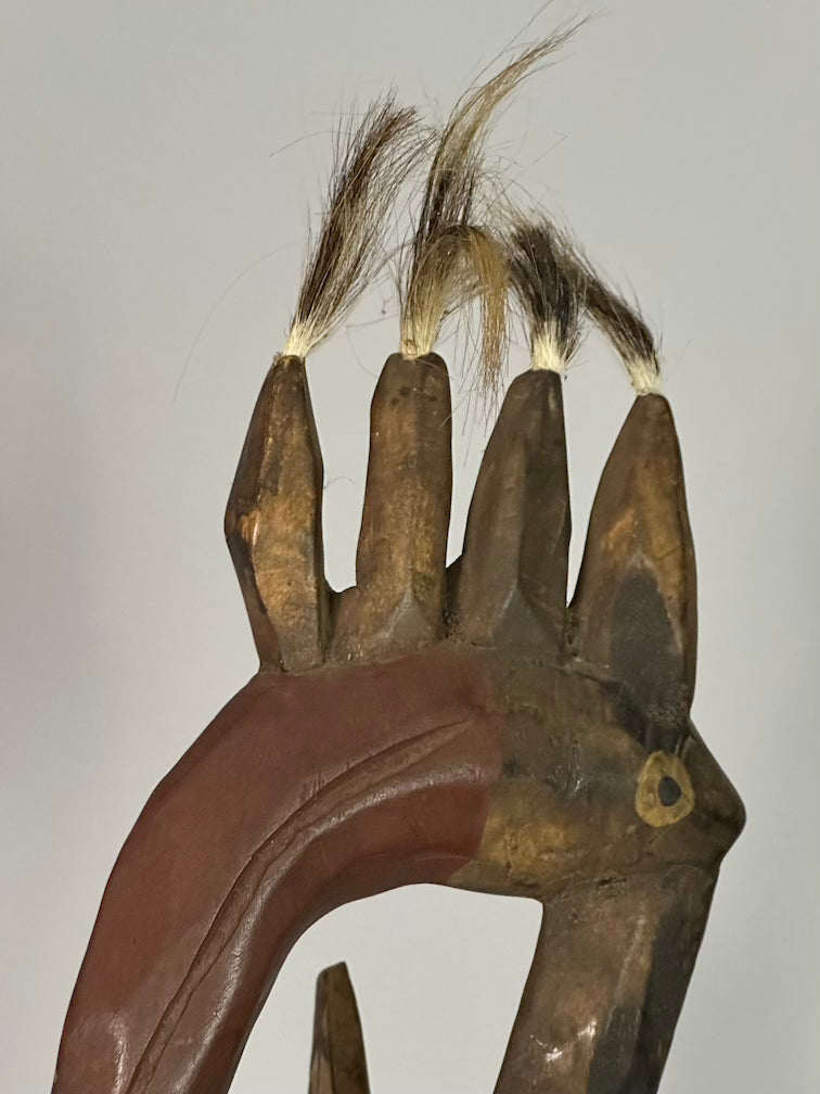 Senufo Contemporary Painted Hornbill Statue | 32" - Mali