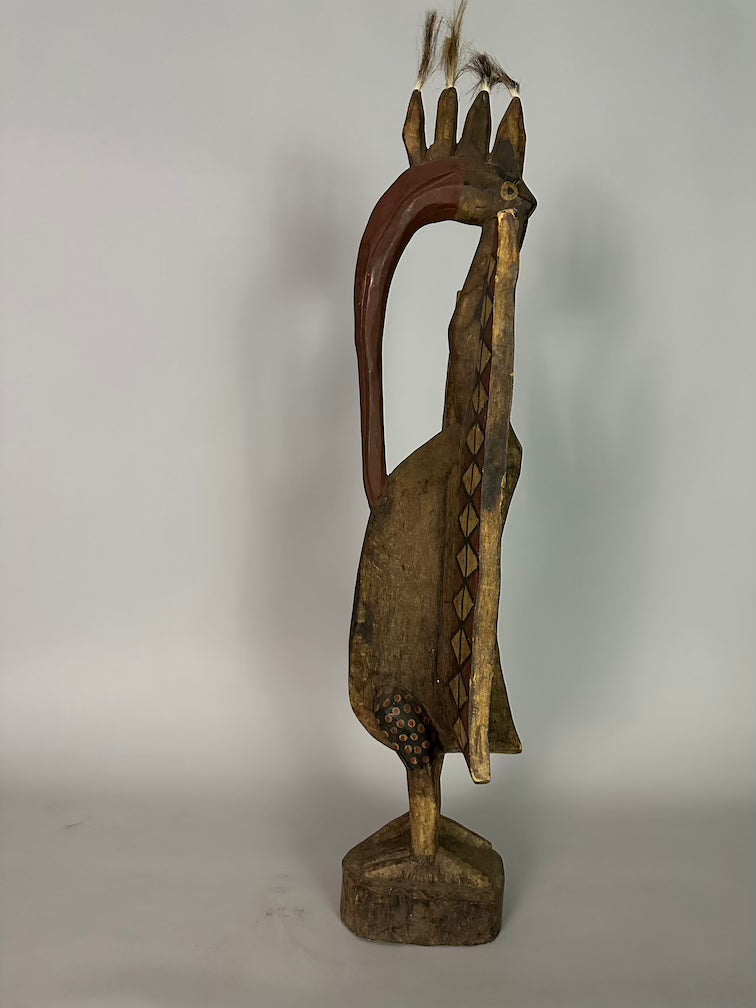 Senufo Contemporary Painted Hornbill Statue | 32" - Mali