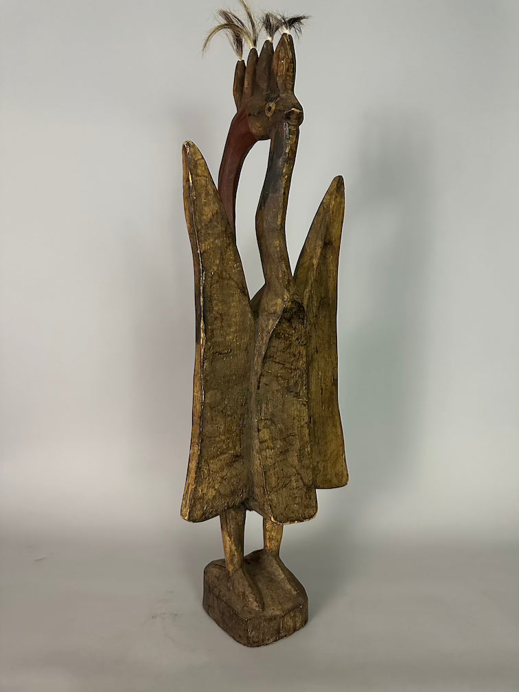 Senufo Contemporary Painted Hornbill Statue | 32" - Mali