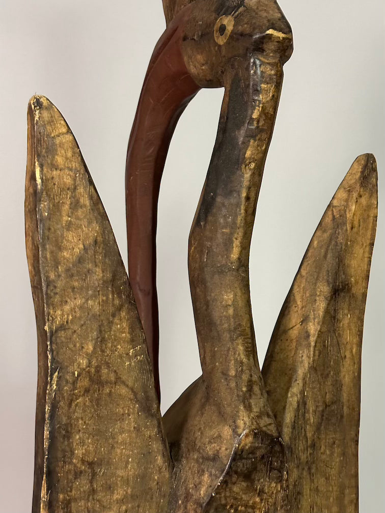 Senufo Contemporary Painted Hornbill Statue | 32" - Mali